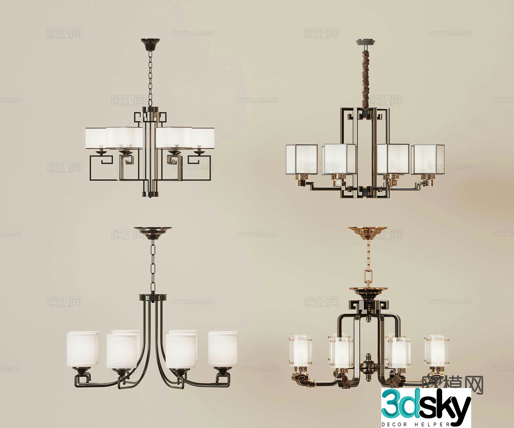 New Chinese Chandelier Restaurant Chandelier 3D Model