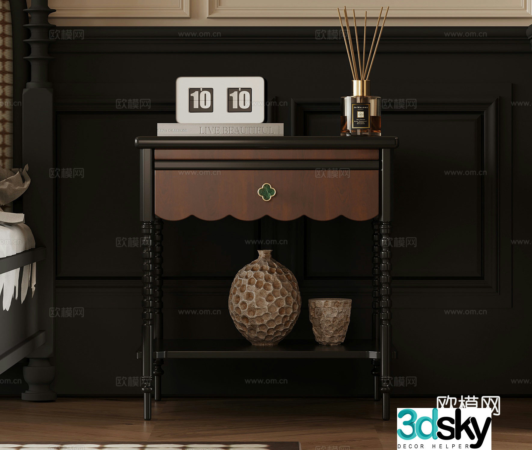 Bedside table French nightstand 3D model