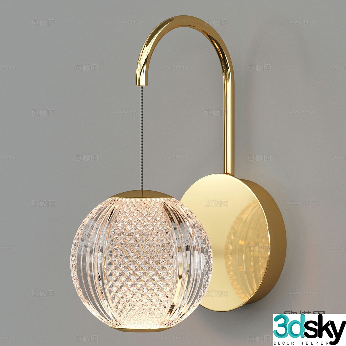 Modern light luxury metal decorative wall light 3d model