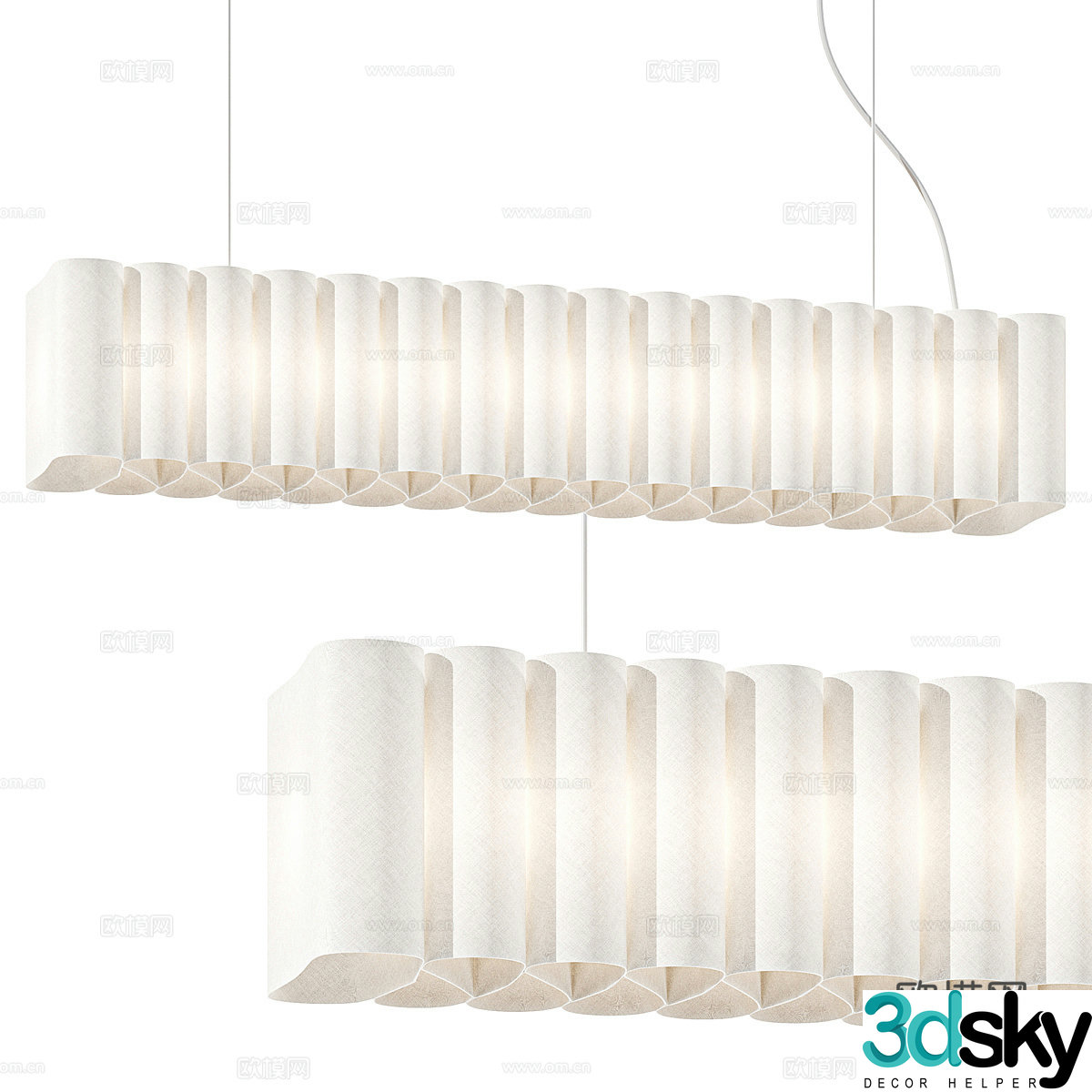 Modern Italian light luxury fabric chandeliers 3D model