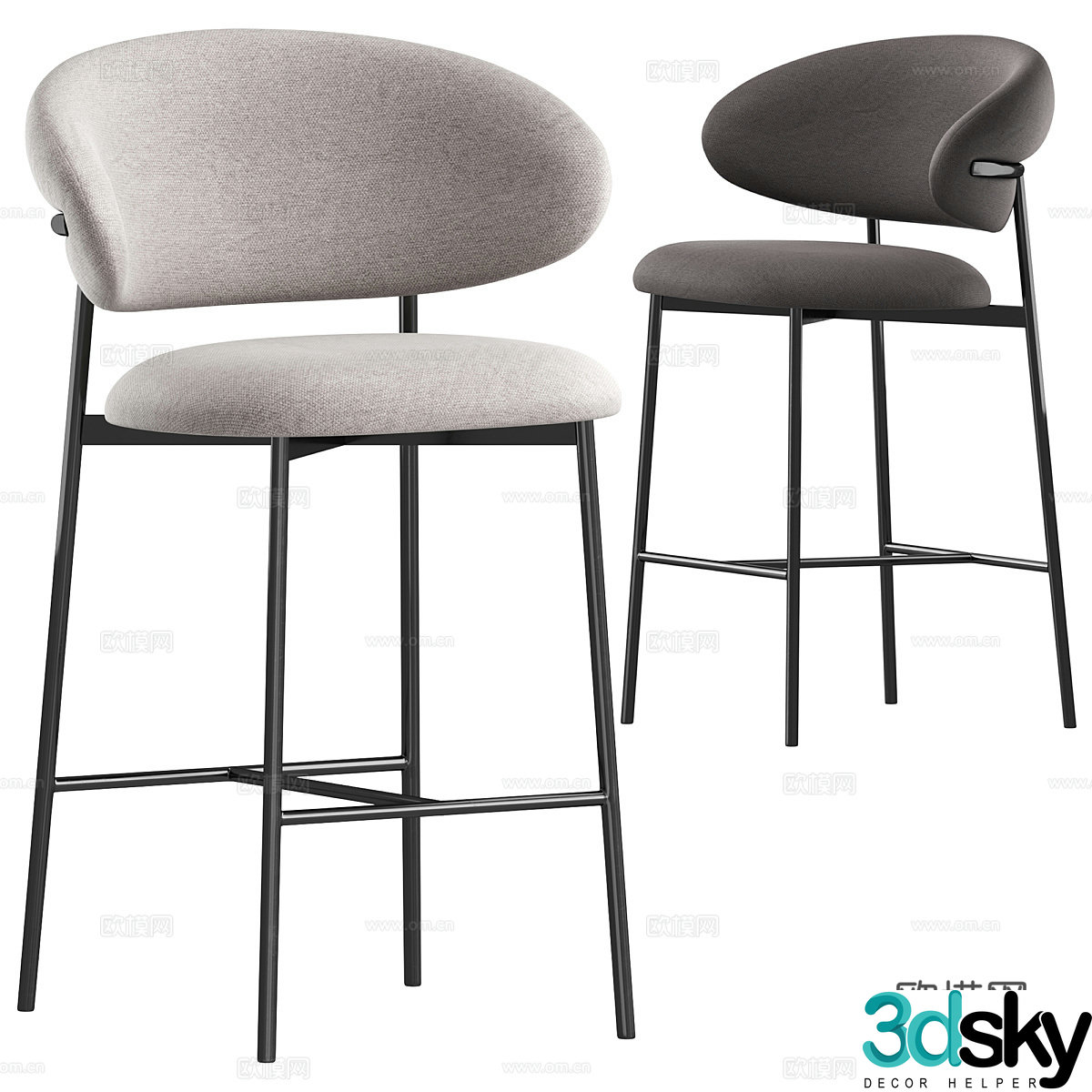 Modern minimalist bar chair 3d model