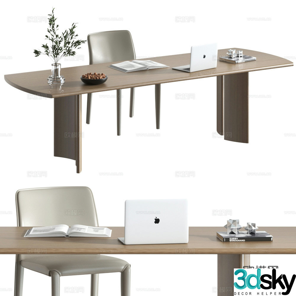 Large table modern desk office desk boss desk work desk desk 3d model