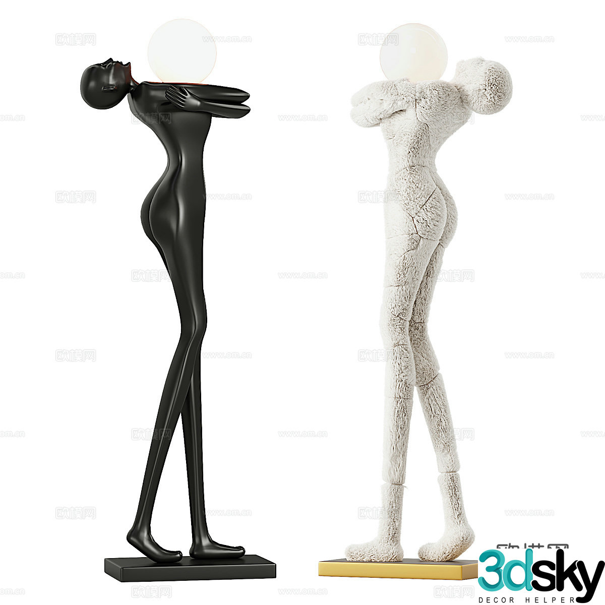 Modern Italian minimalist abstract character sculpture floor lamp 3d model