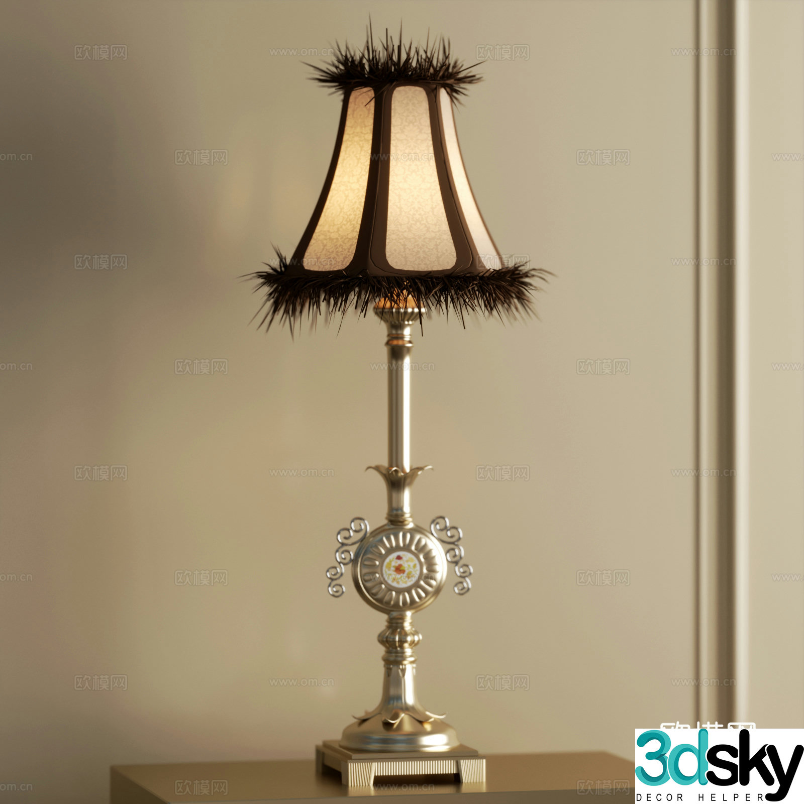 European table lamp 3D model