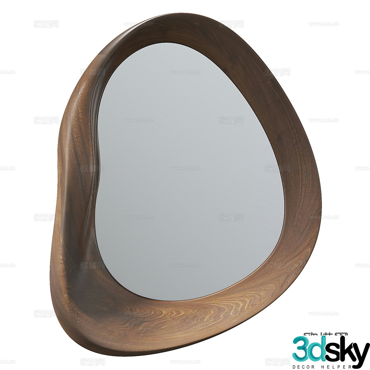 New Chinese style solid wood border mirror 3D model
