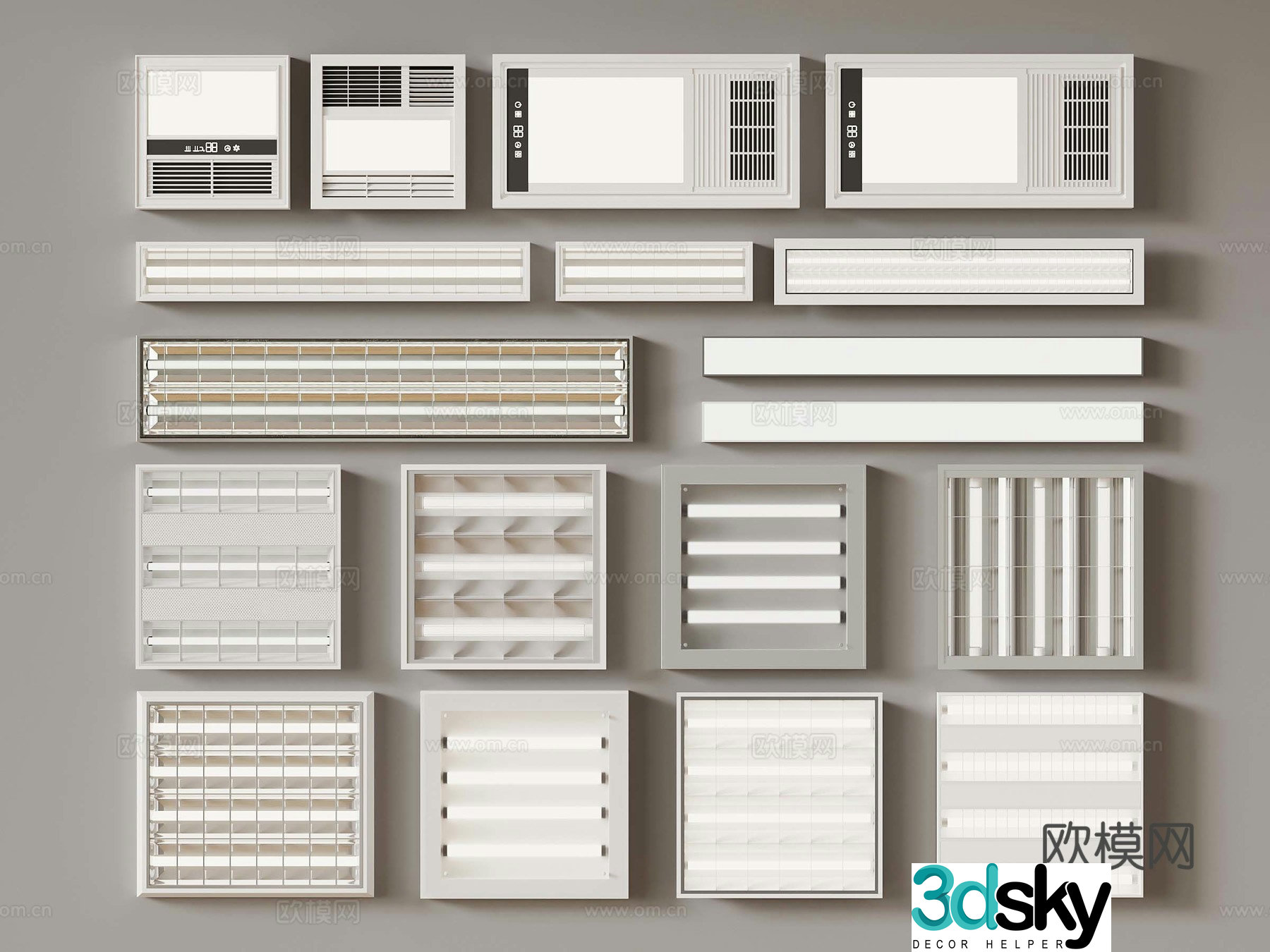 Modern grille light group 3d model