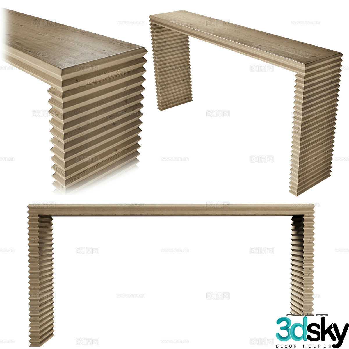 New Chinese-style solid wood end viewing platform 3D model