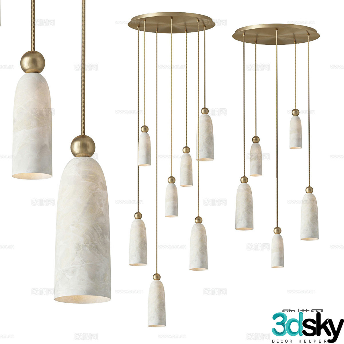 New Chinese style light luxury decorative chandelier 3D model