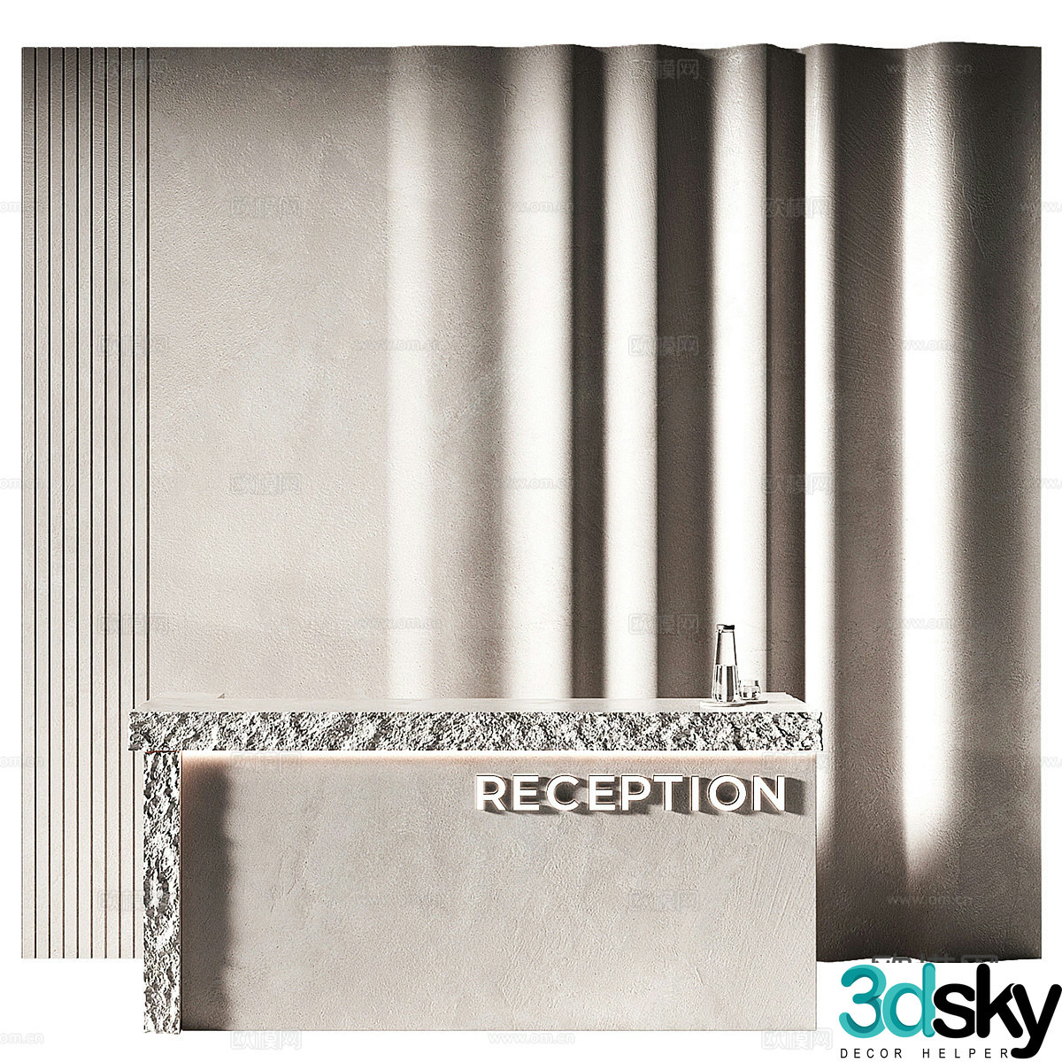 Modern Wasabi Front Desk Reception Desk 3D Model