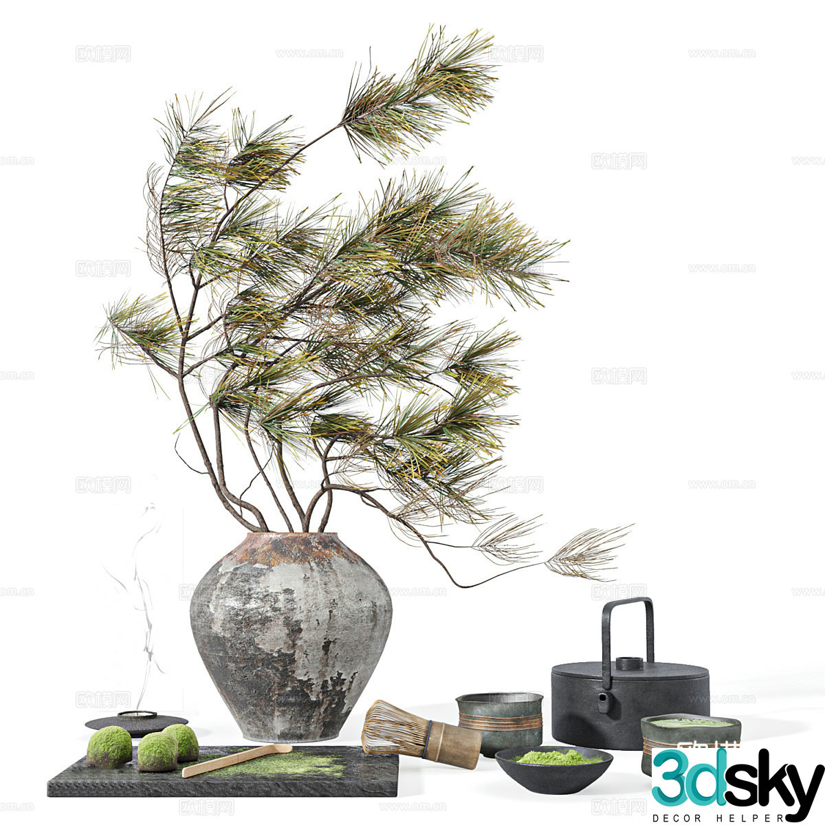New Chinese style Wasabi tea set 3D model