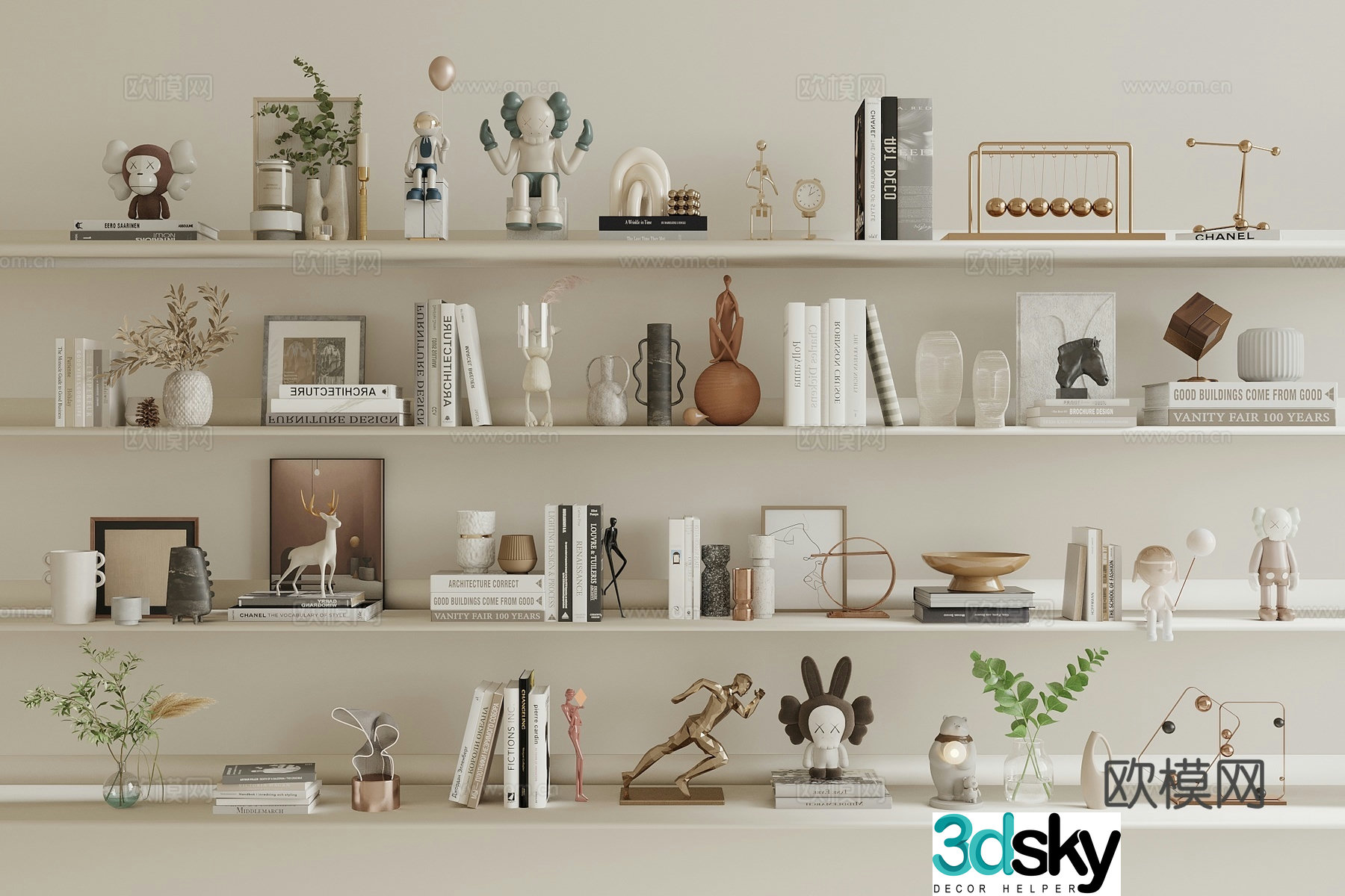 Modern ornament ornaments Books Art ornaments 3d model
