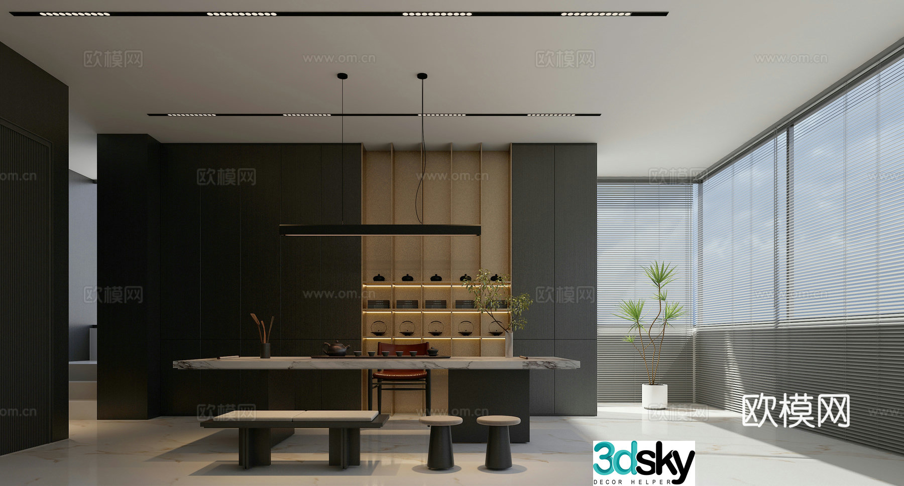 Modern tea room 3d model