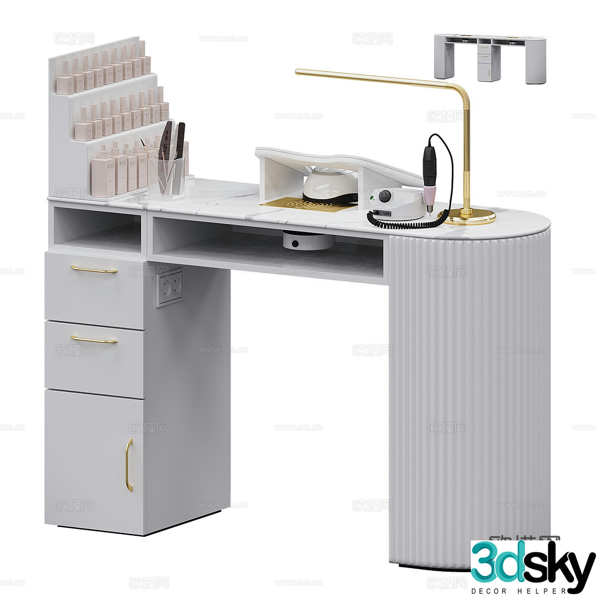 Modern cream style nail art table 3D model