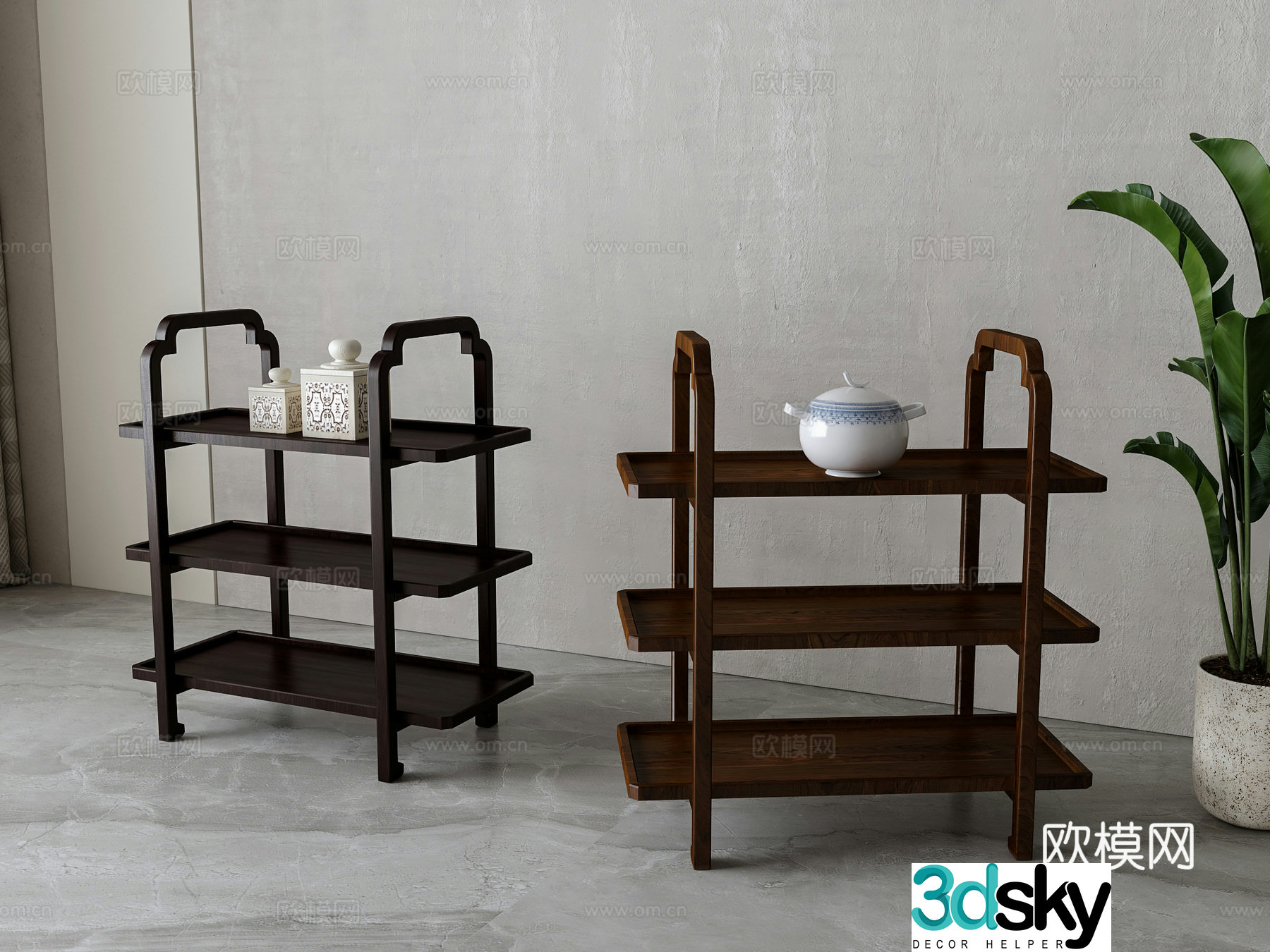 New Chinese dining side rack 3D model