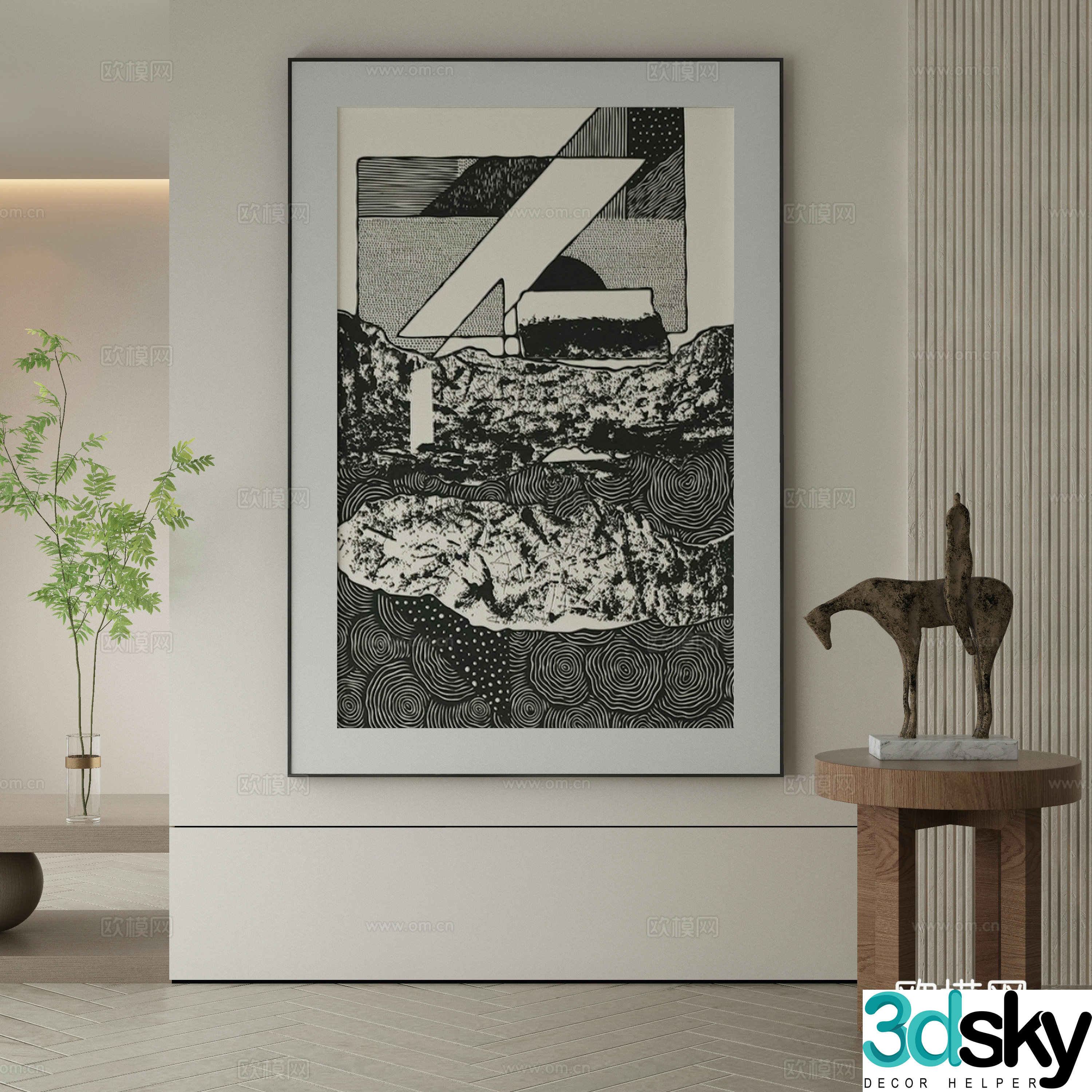 Modern Wasabi Hanging Painting Oil Painting 3D Model