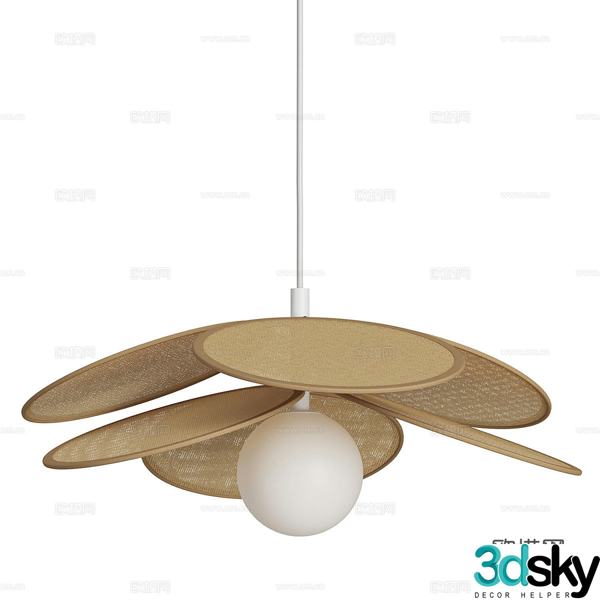 New Chinese rattan chandelier 3D model