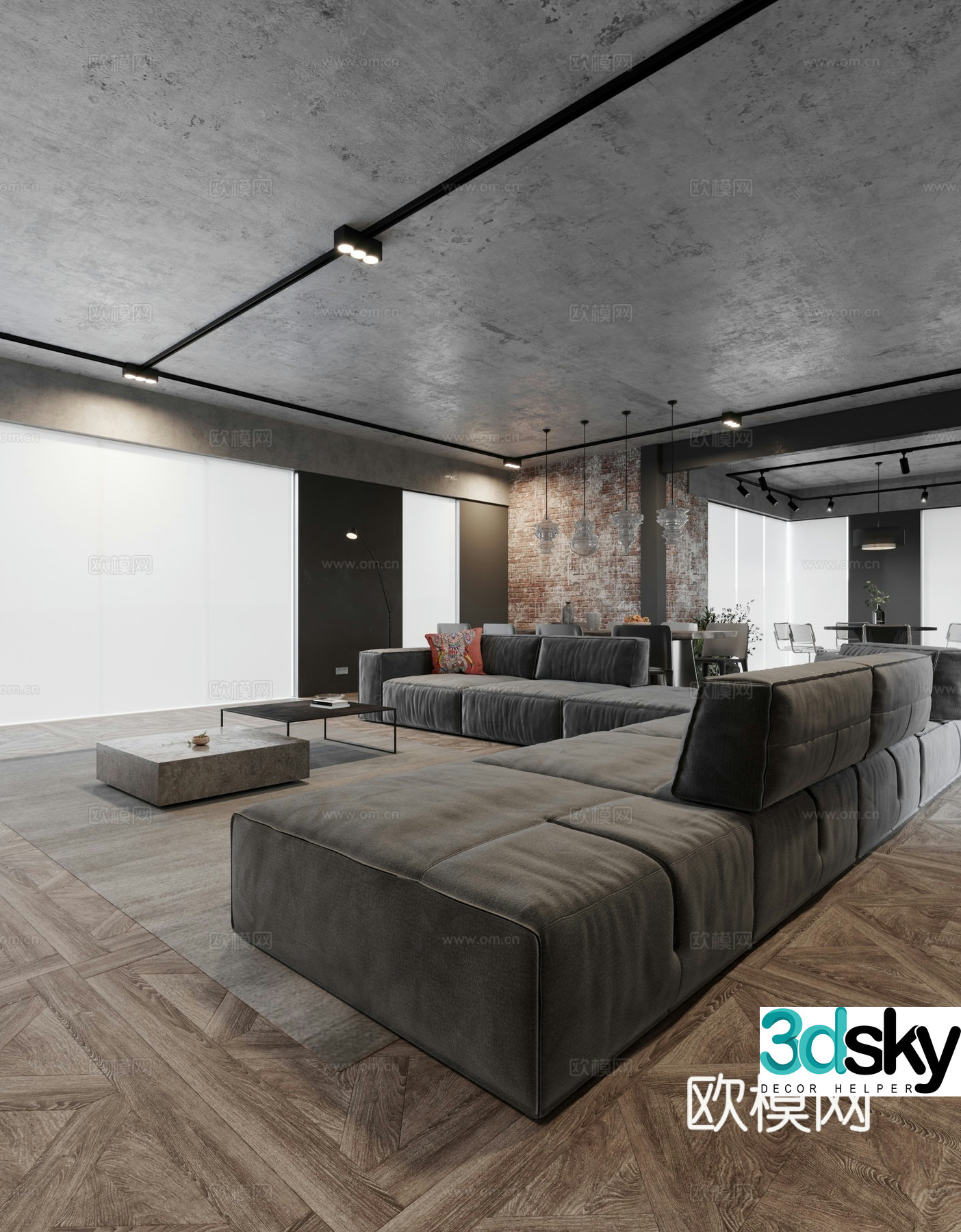 Modern industrial dark wind 3d model