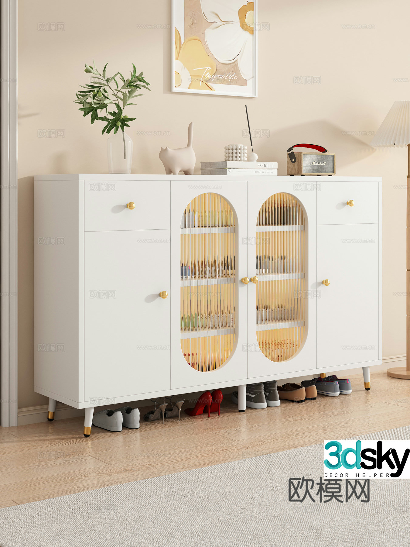 Shoe cabinet porch cabinet side cabinet entrance door shoes ornaments 3D model