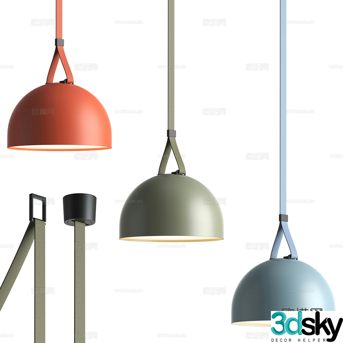 Modern Italian minimalist belt decorative chandelier 3d model