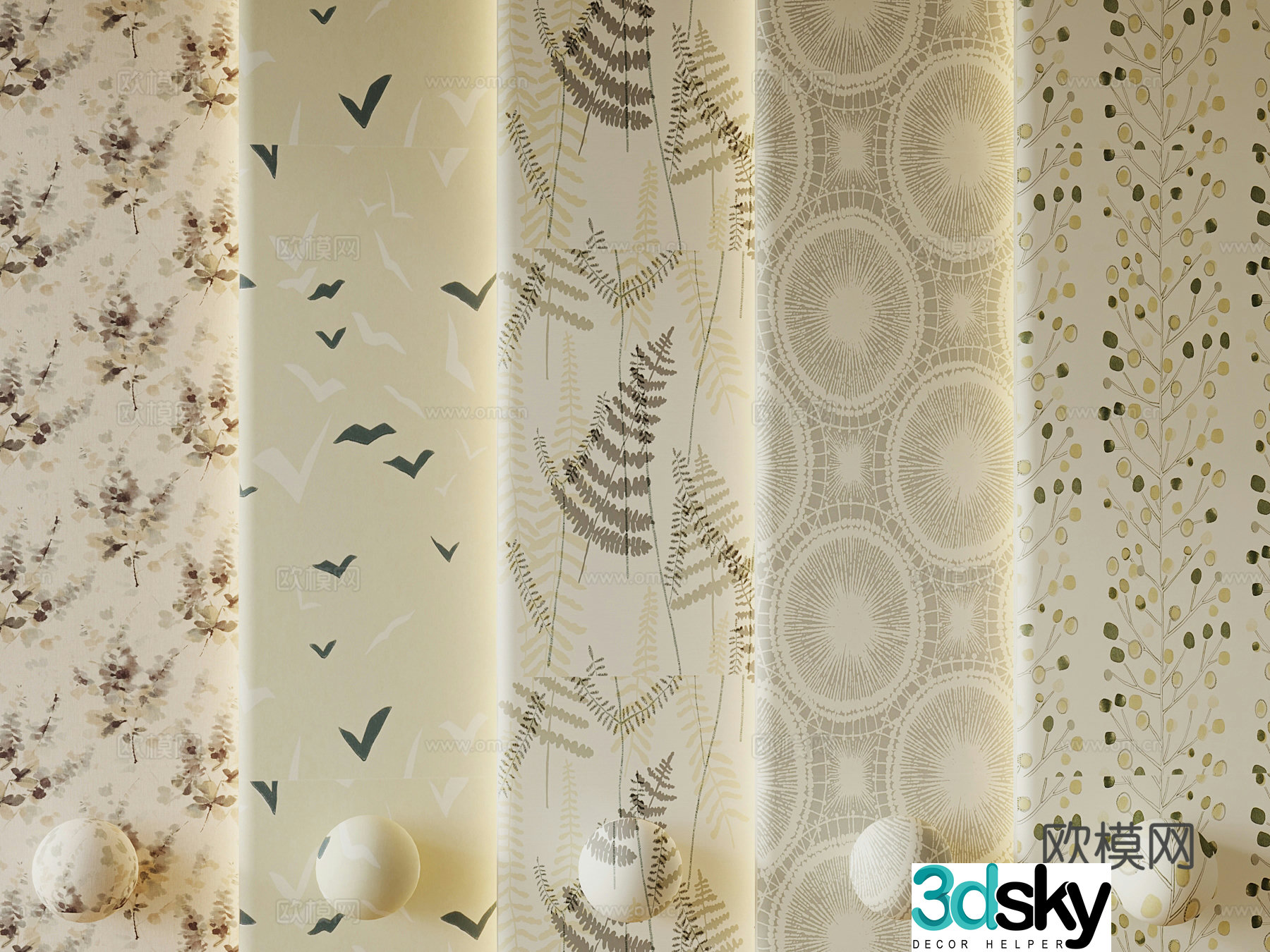 Wall panel modern fabric fabric soft decor 3d model