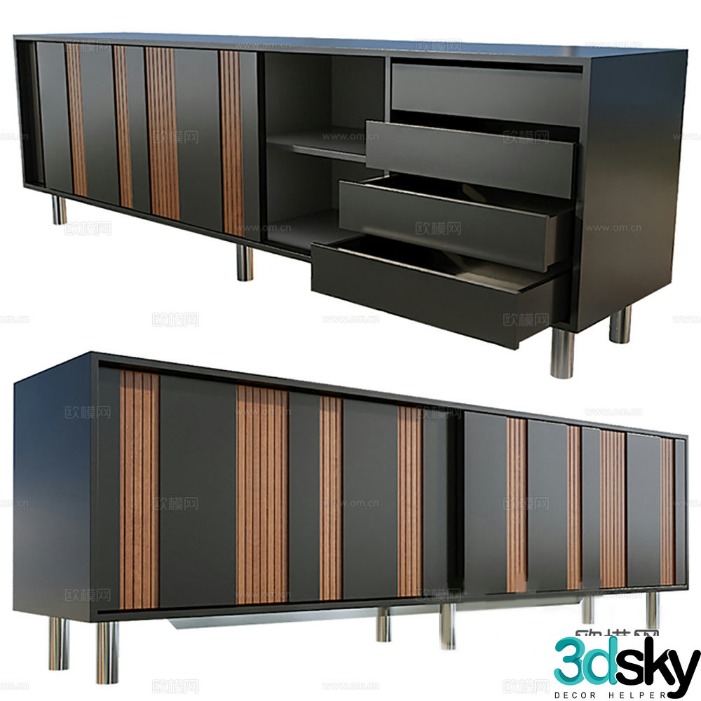TV cabinet Finished cabinet Low cabinet 3D model