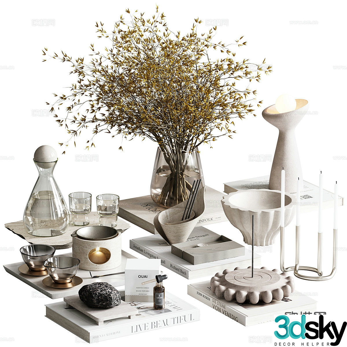 Modern light luxury jewelry ornament combination 3D model