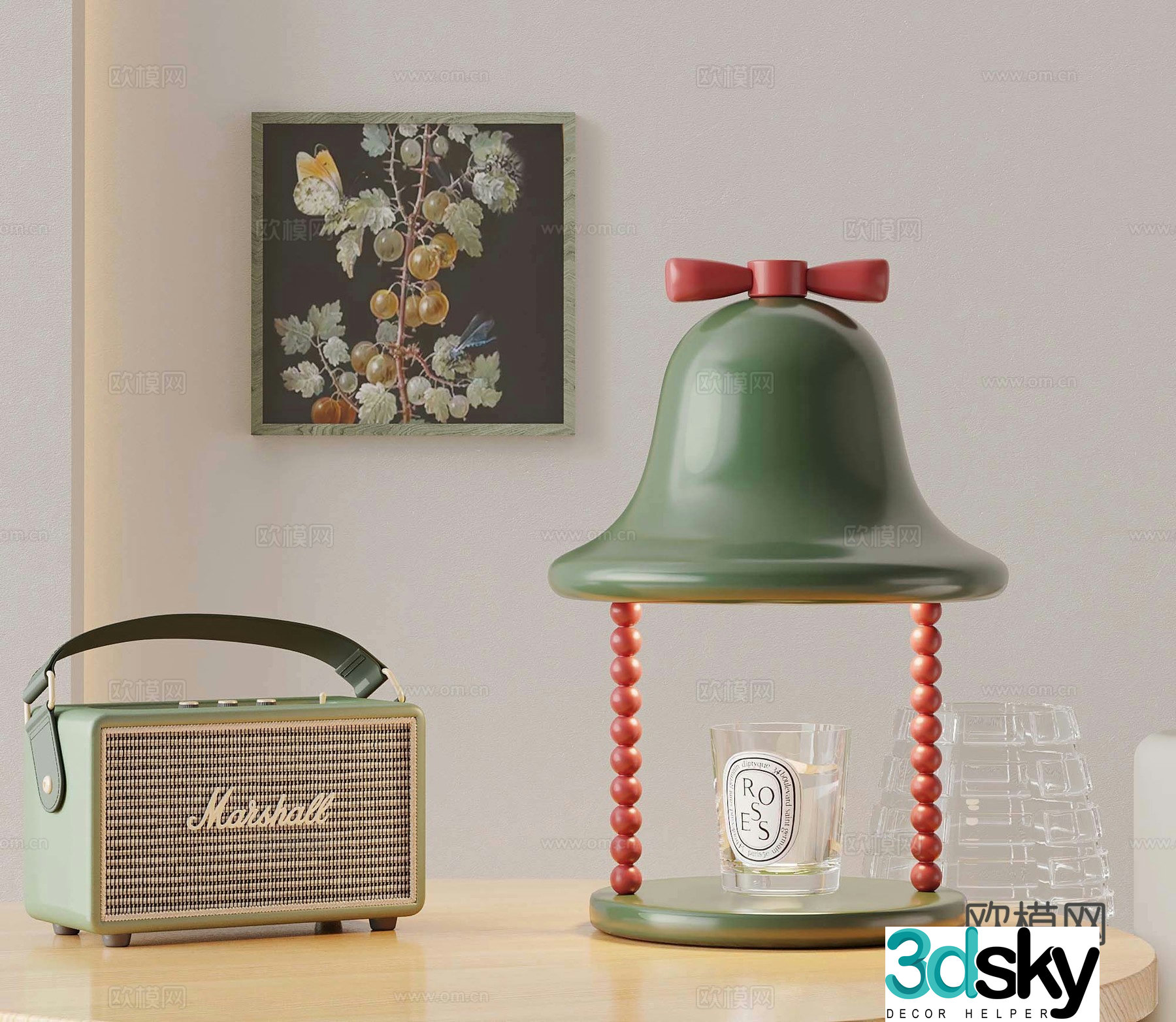 French Cream Temperature Lamp Audio 3D Model