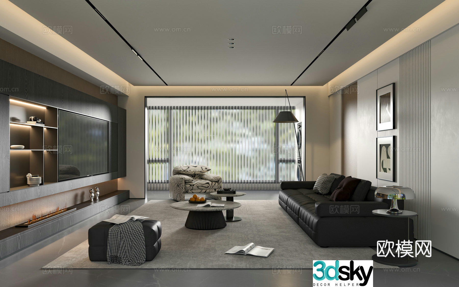 Modern Italian living room Italian home living room Italian sofa coffee table combination 3D model