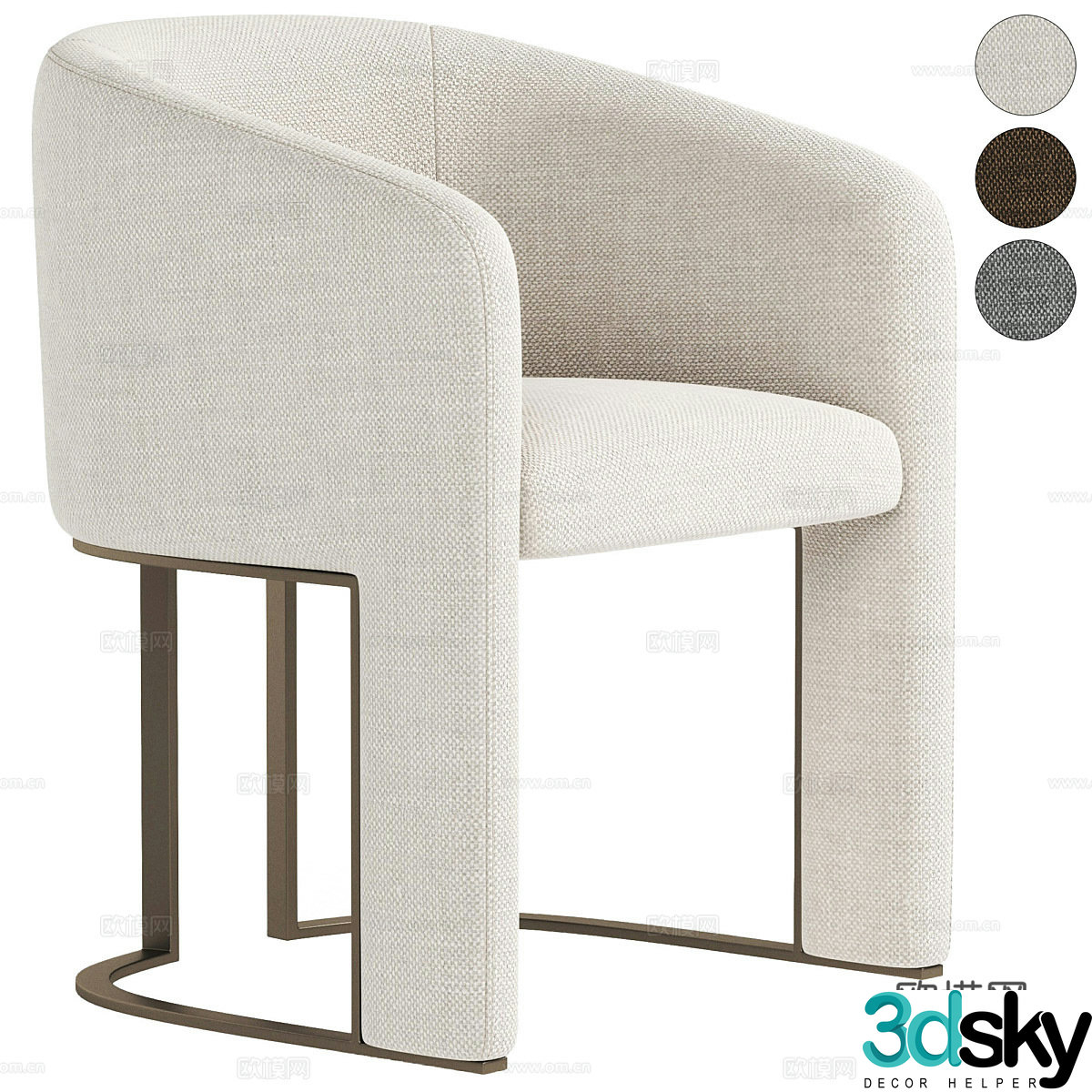 Modern Italian light luxury fabric armchair 3D model