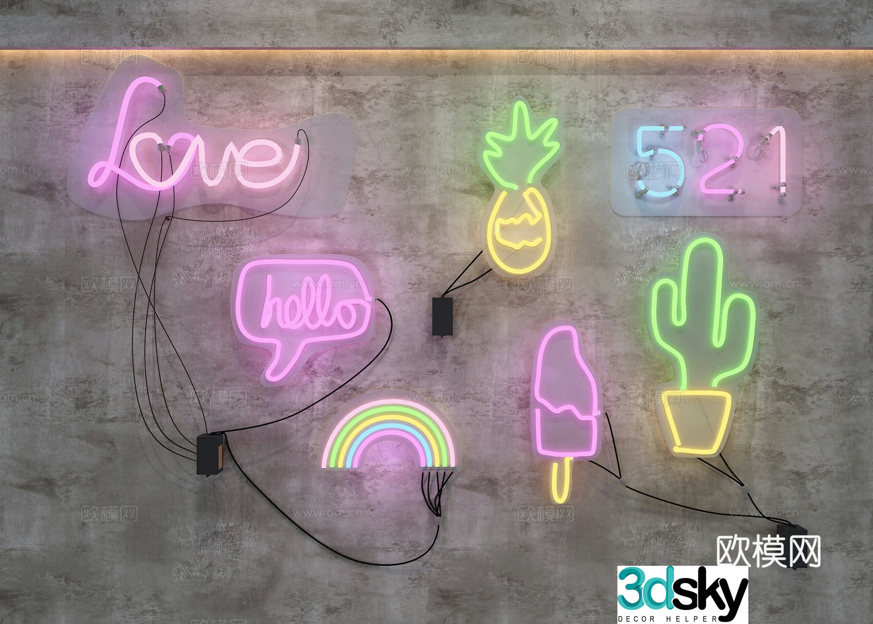 Neon light 3d model