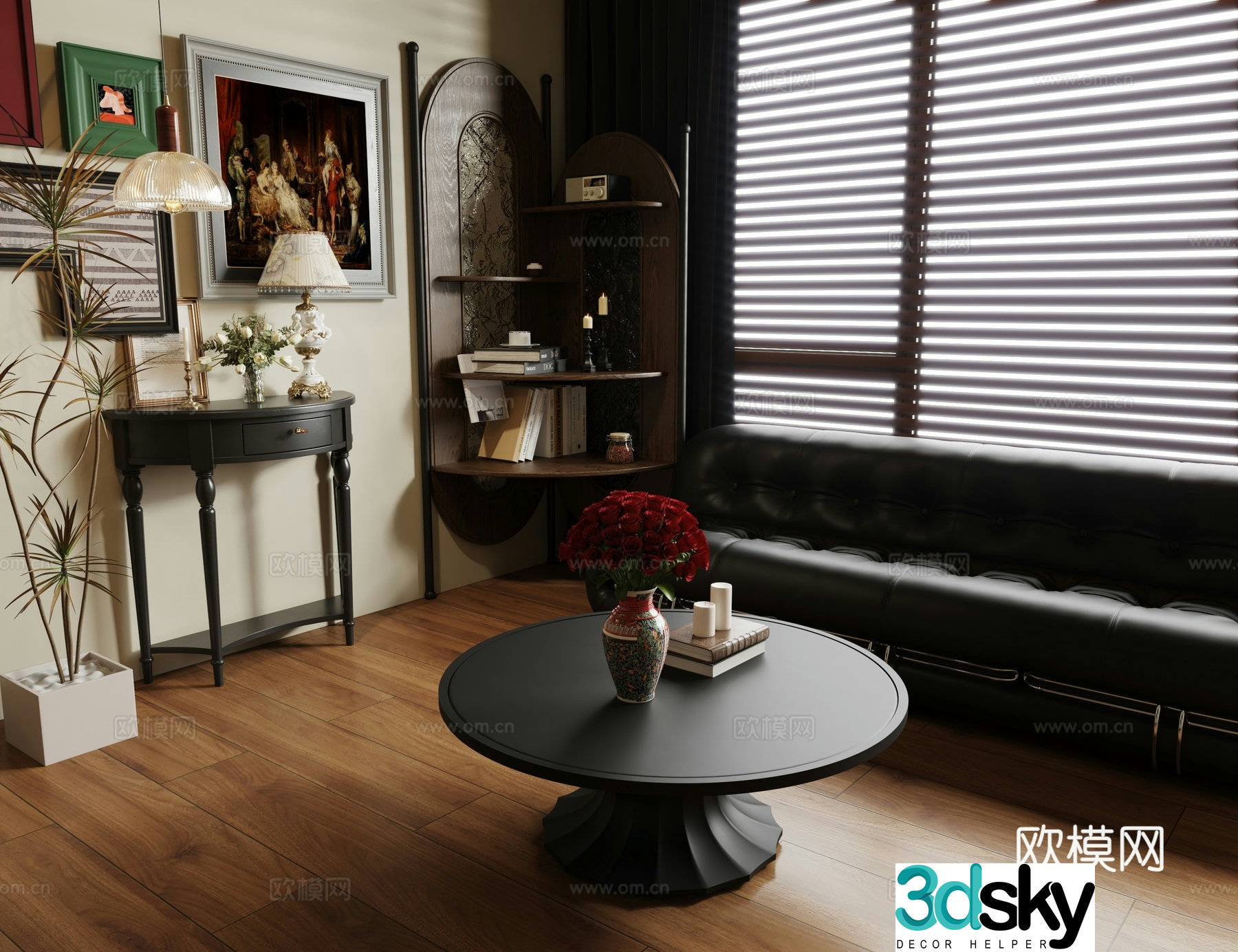 Medium style retro living room 3d model
