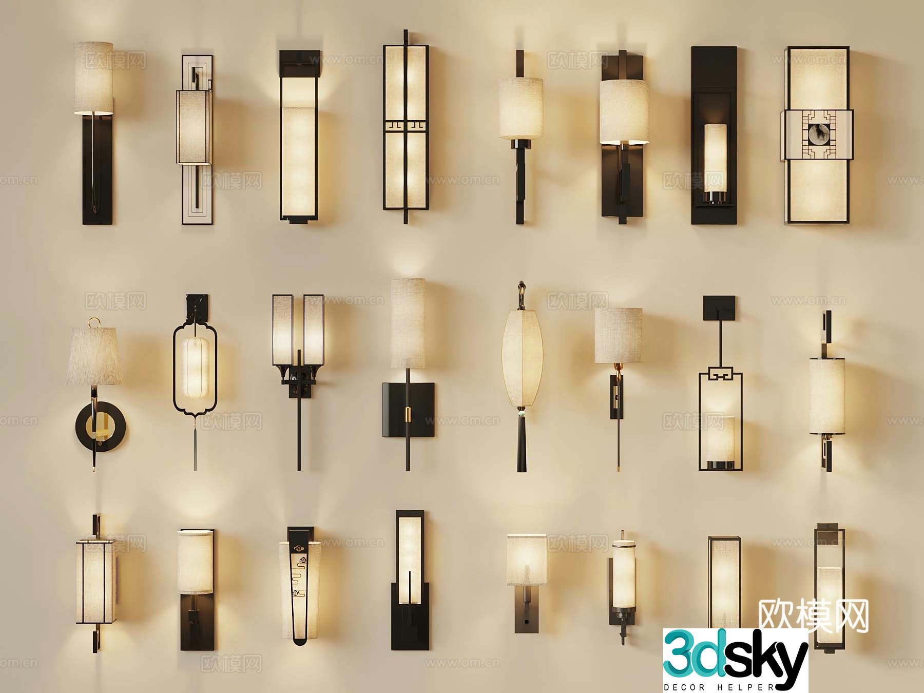 New Chinese wall light 3D model