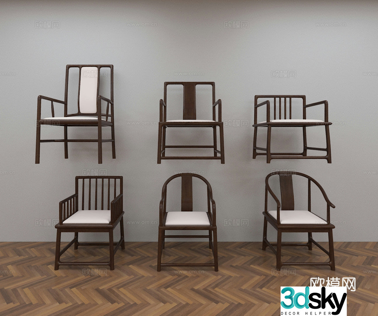 Chinese single chair 3D model