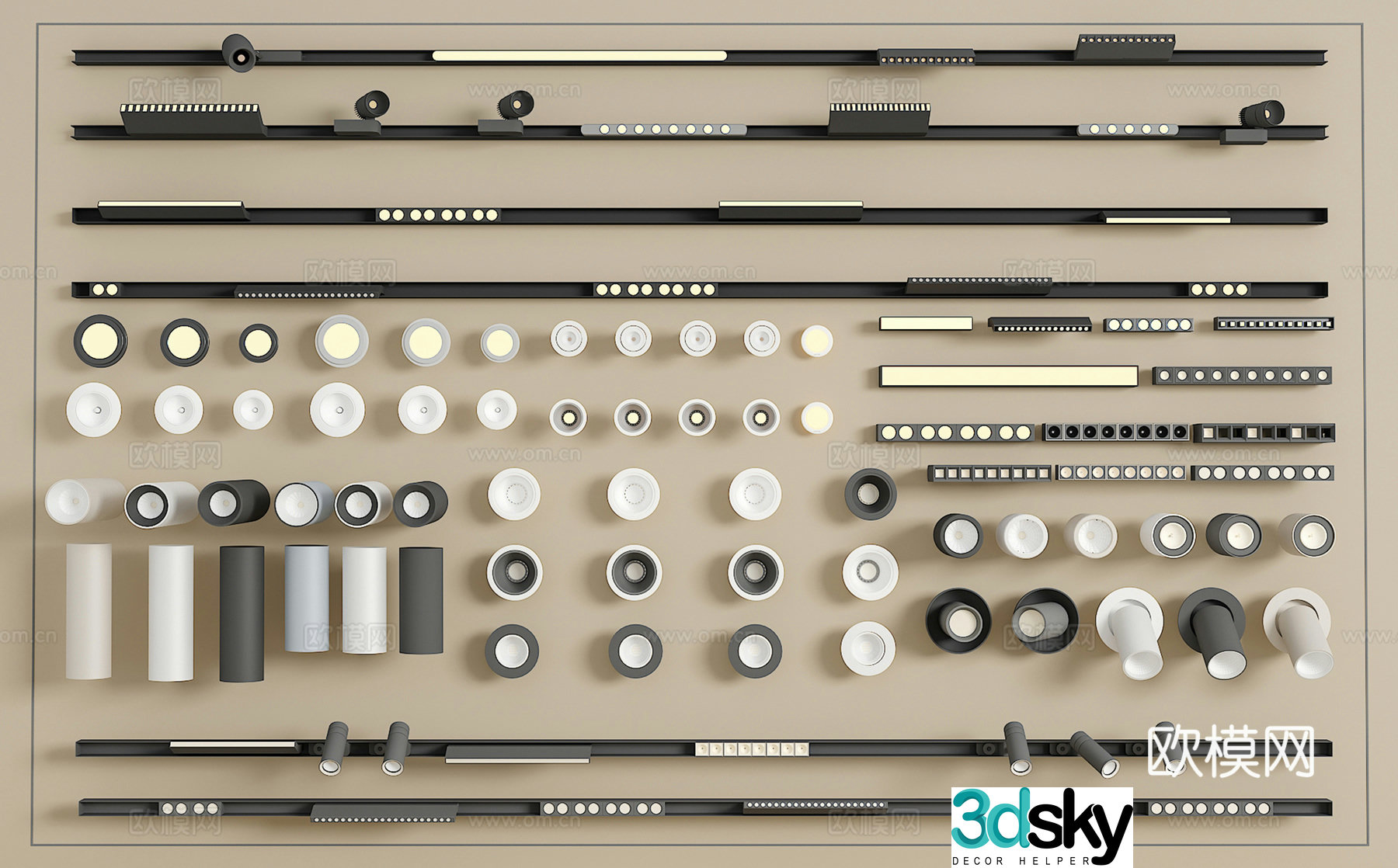 Track spotlight downlight linear lamp embedded downlight magnetic spotlight 3D model