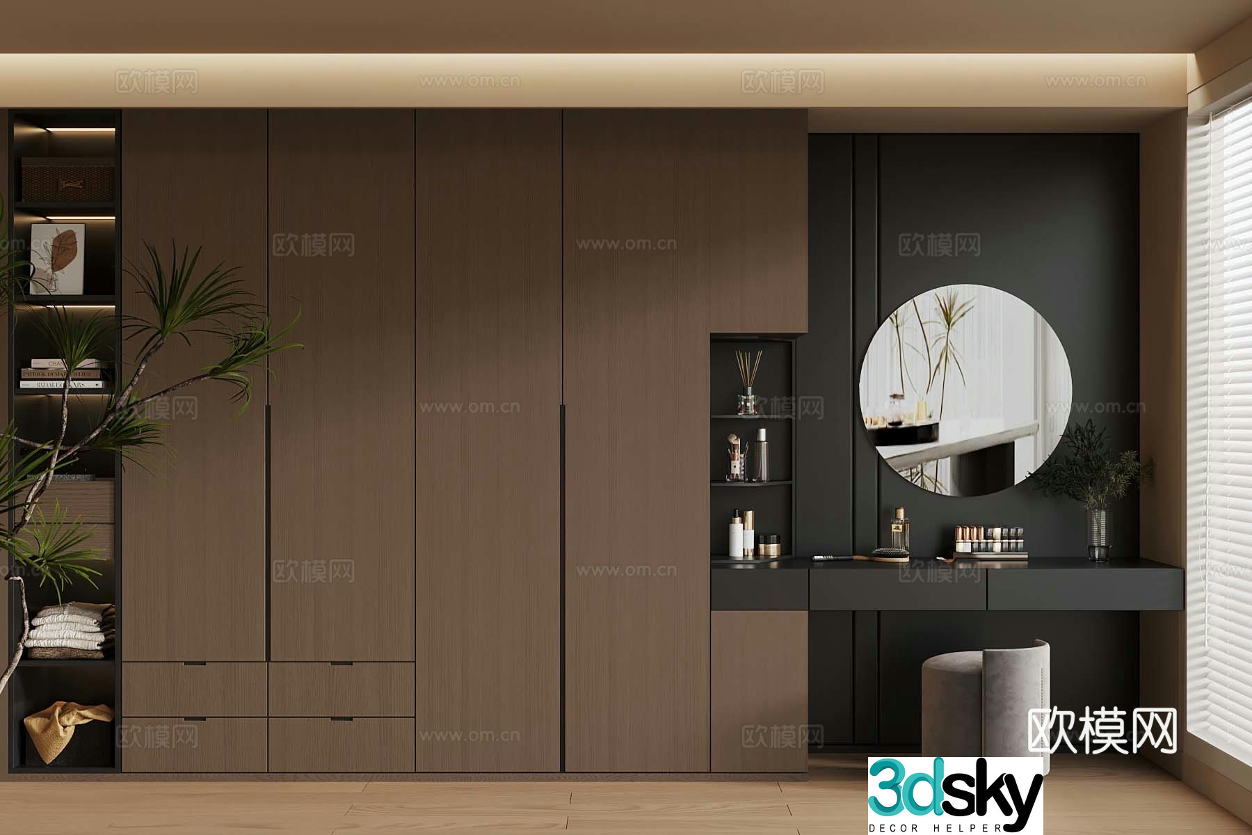 Modern Italian wardrobe dressing table 3d model