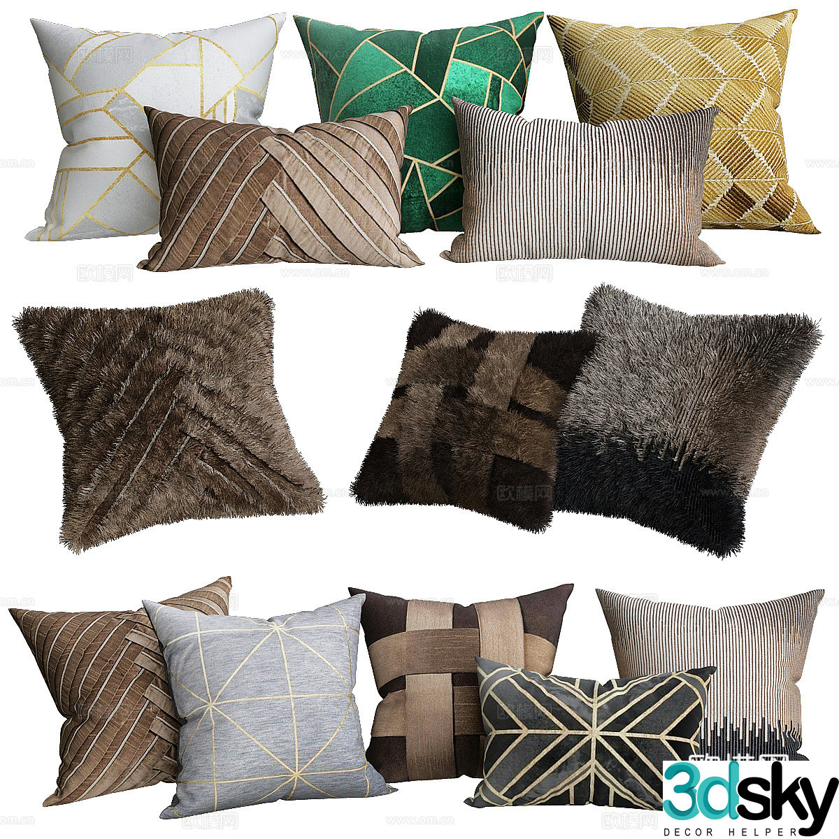Modern light luxury fabric pillow 3D model