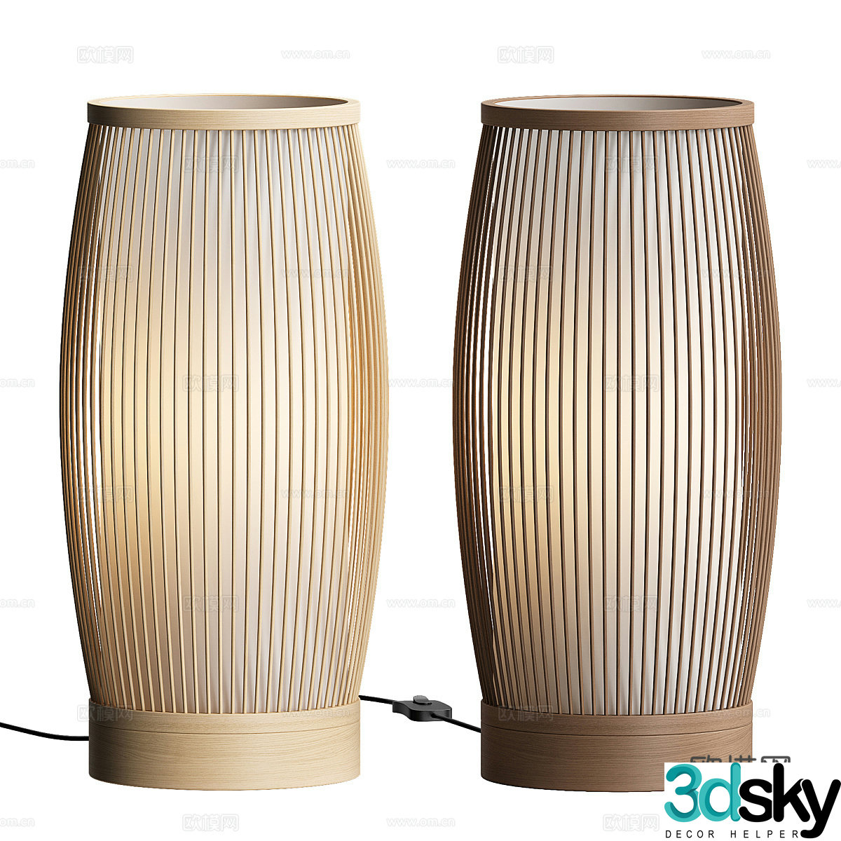 New Chinese column table lamp 3D model