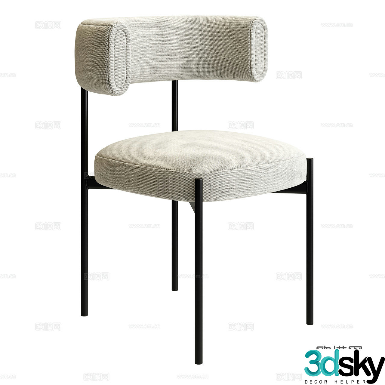 Midj Italian super simple chair Italian single chair Dining chair Cloth chair Metal chair Armchair 3d model