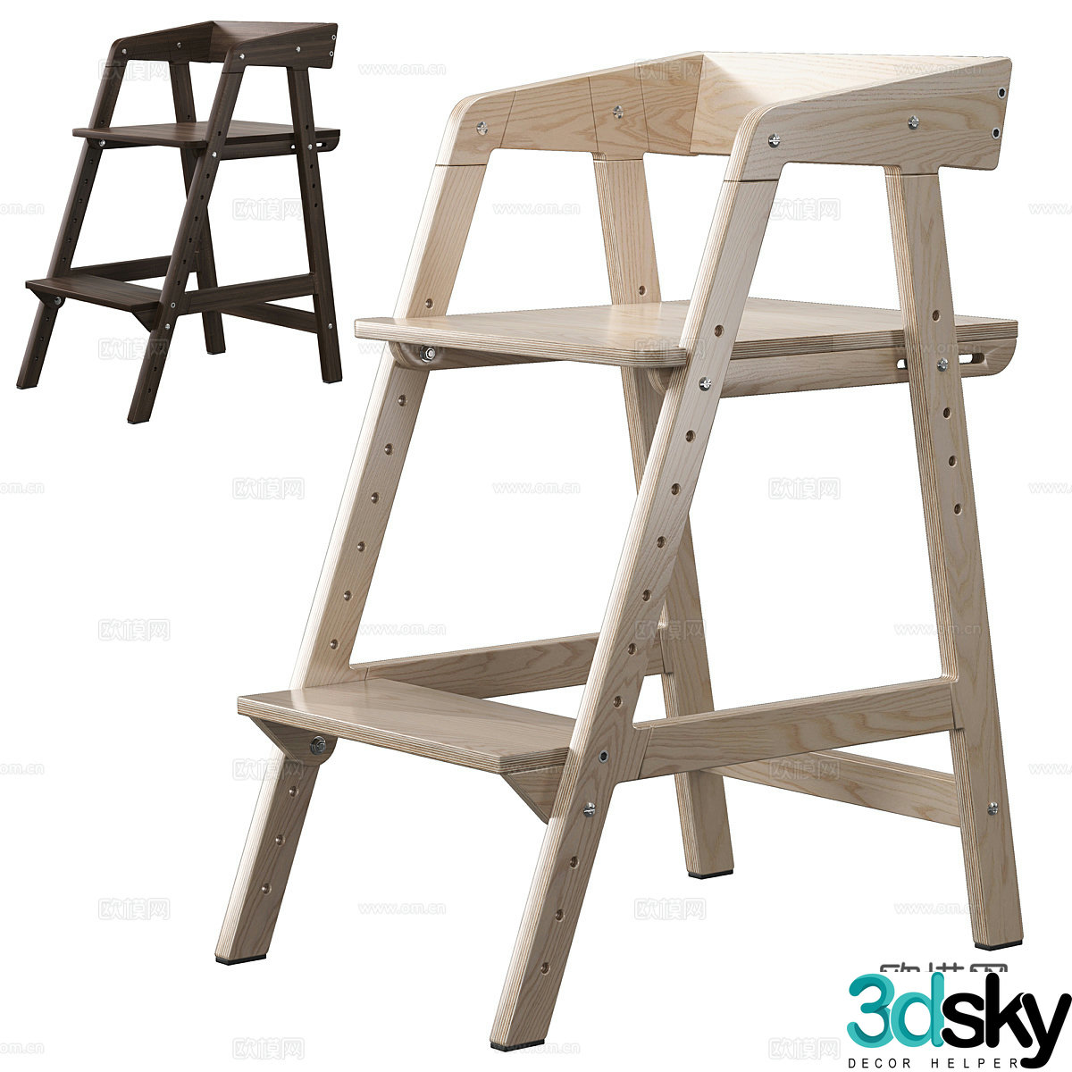 New Chinese style wooden children’s bench 3d model 3d model