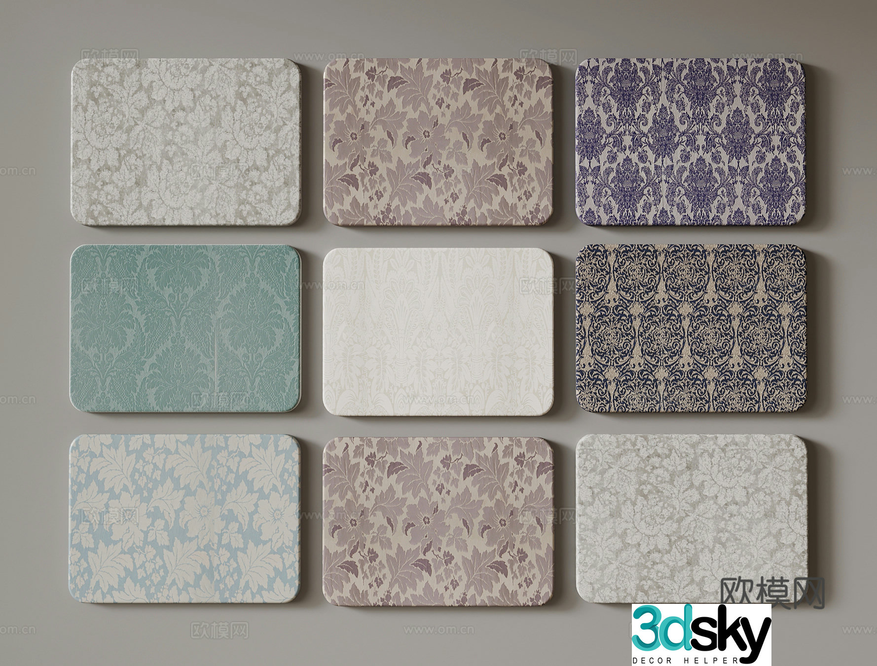Wall panel modern fabric 3d model