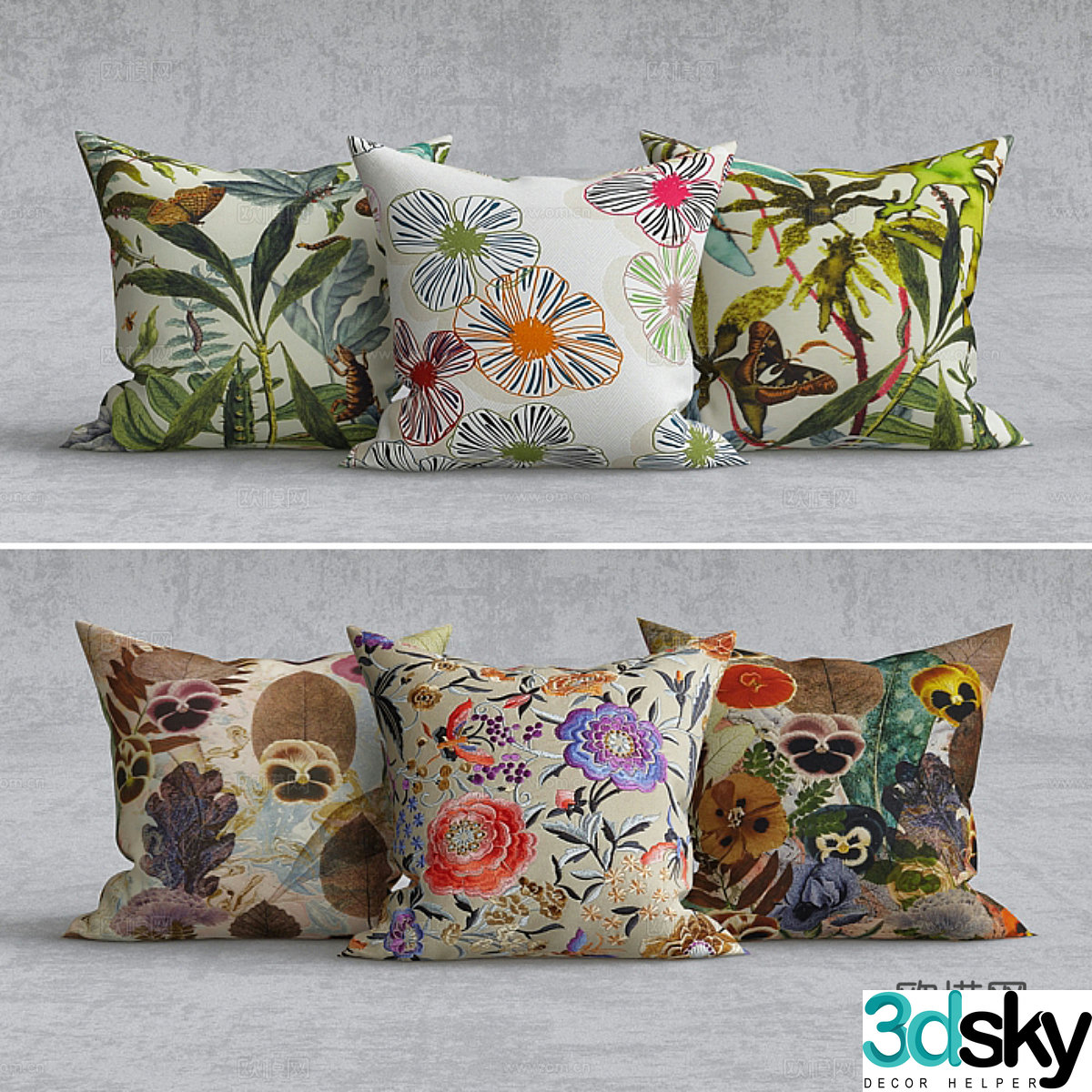 New Chinese style light luxury fabric pillow 3D model