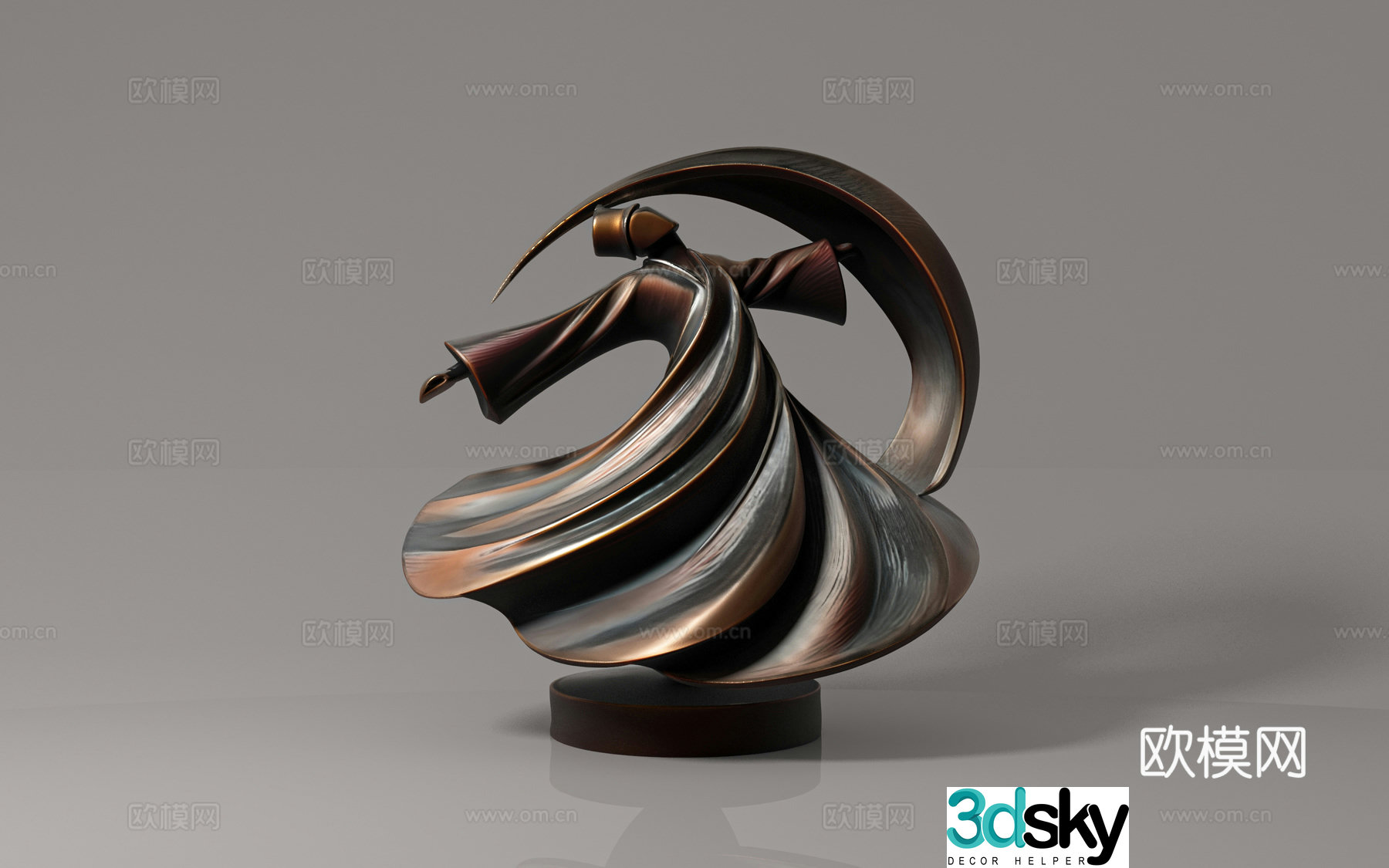 Chinese dancer spins and is free and elegant artistic ornaments sculptures free and unrestrained character sculptures ornaments 3D models