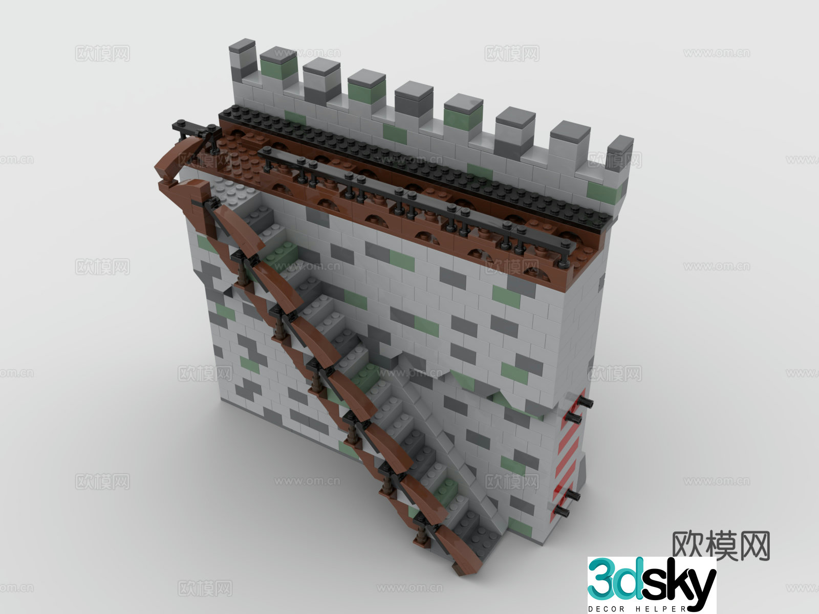 LEGO LEGO Toy Building Blocks Castle Wall High Wall 3D Model