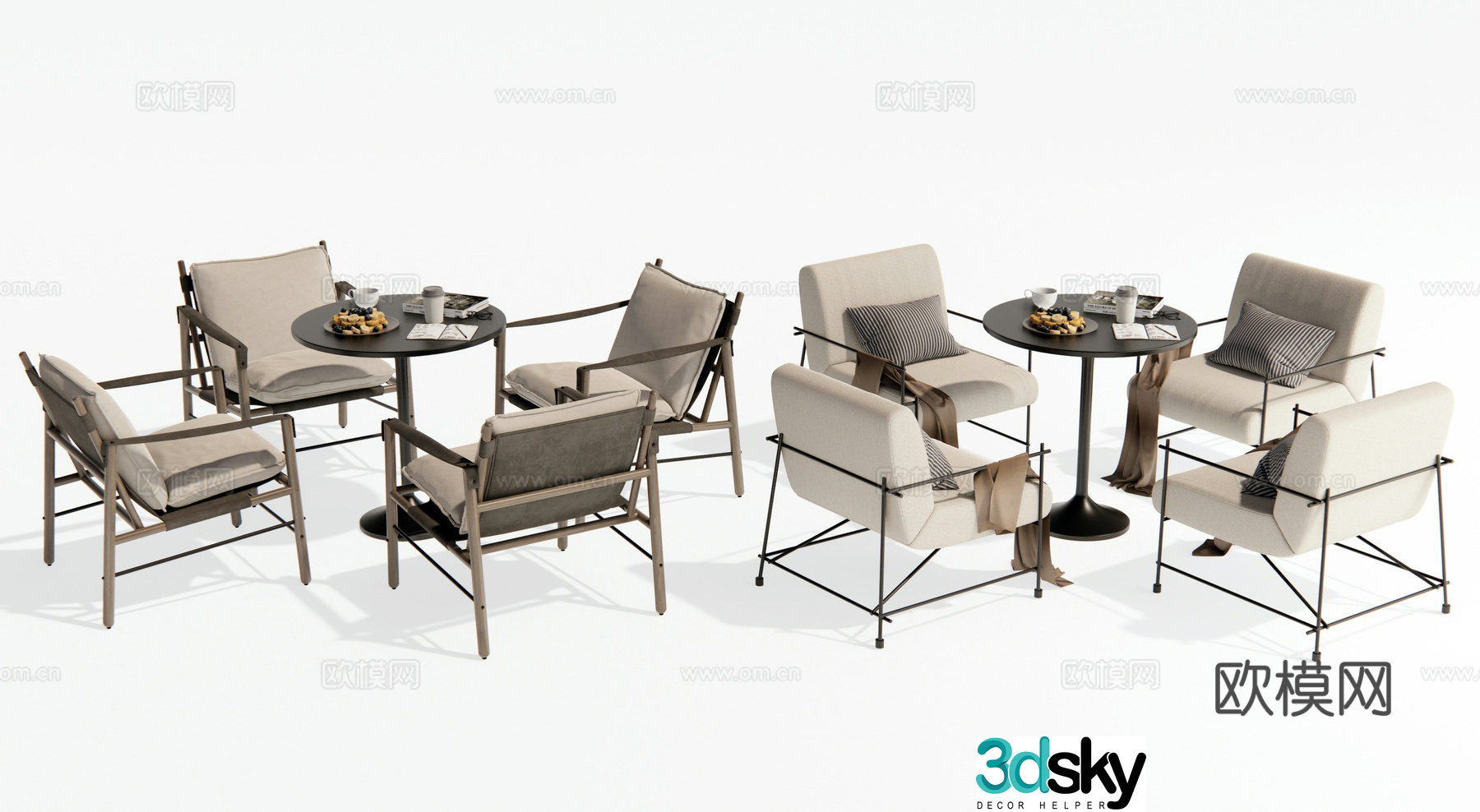 Modern leisure table and chairs negotiation table and chairs leisure chairs outdoor chairs coffee table and chairs 3d model