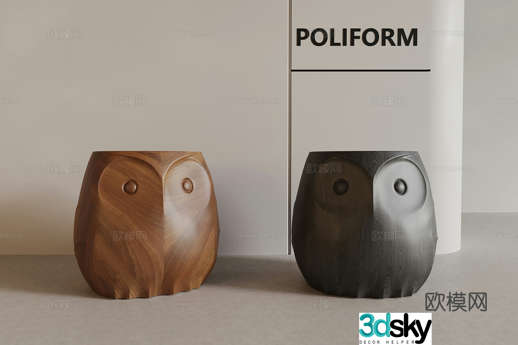 Modern simple stool low stool round stool 3d model