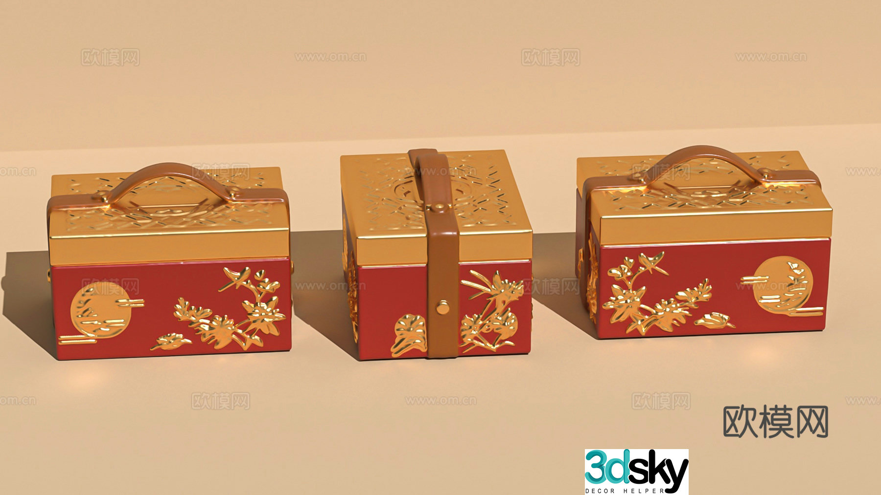 Gift box retro Chinese wooden box box packaging Dragon Boat Festival Mid-Autumn Festival Spring Festival 3D model