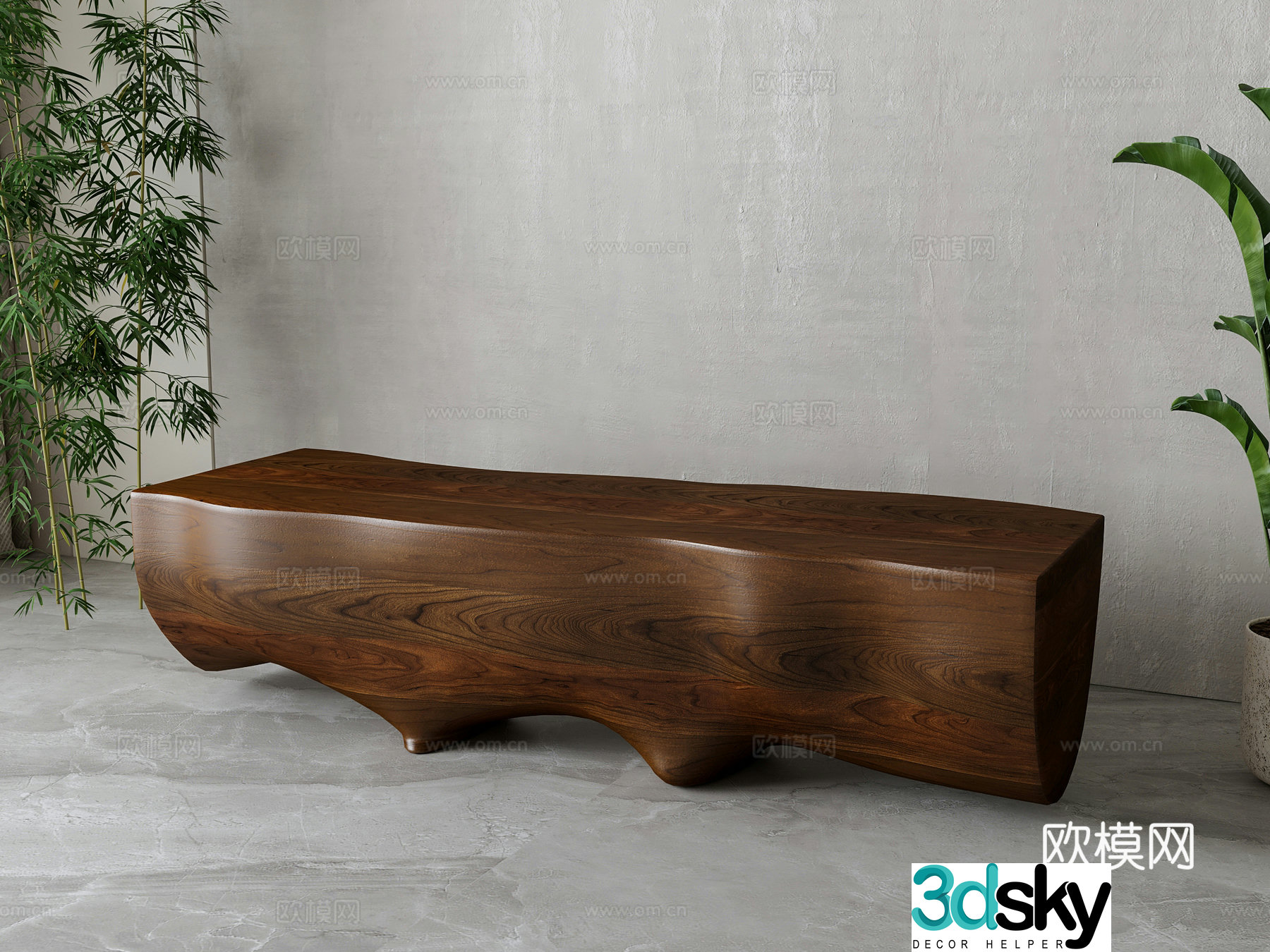New Chinese style wooden bench 3D model