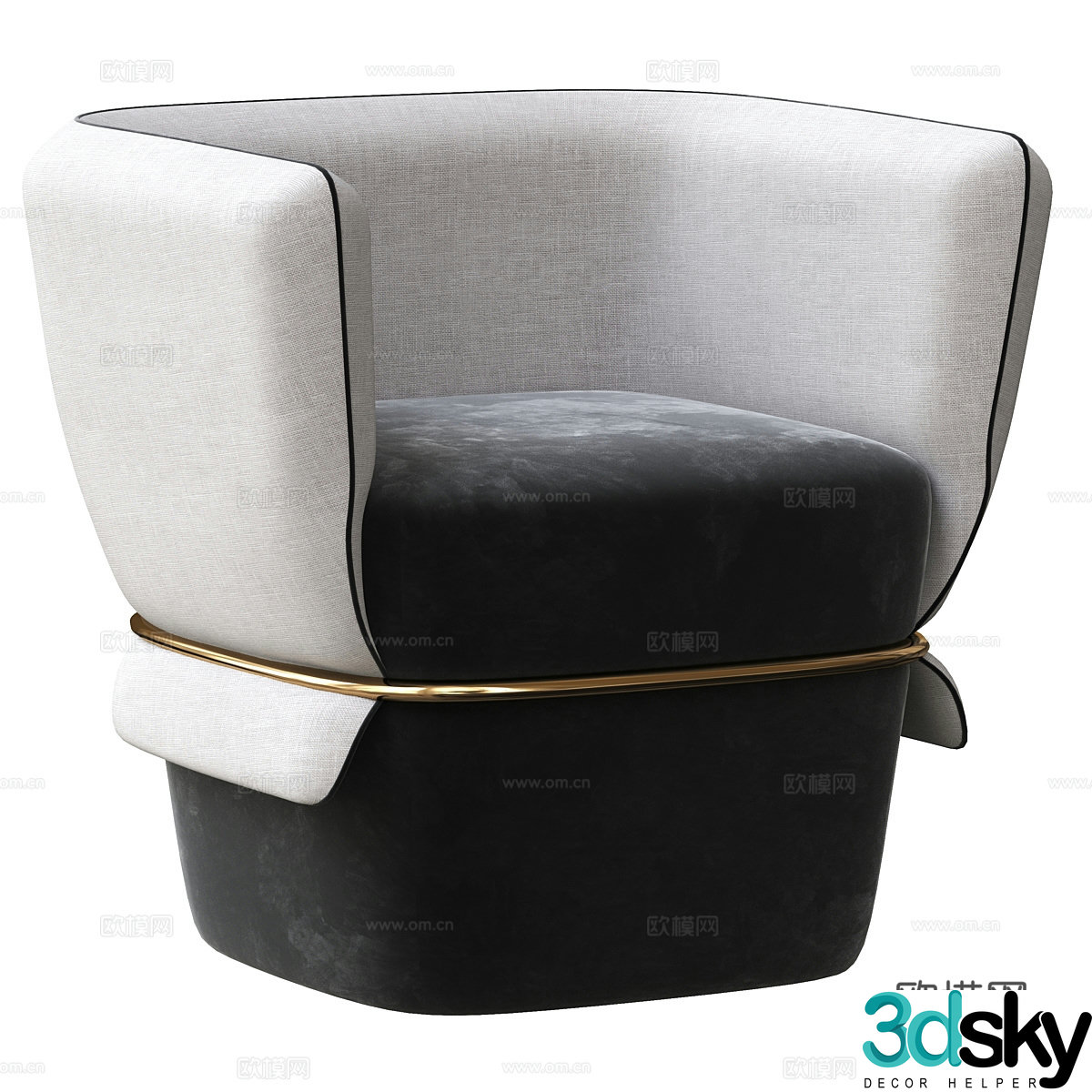 Modern Italian fabric sofa chair 3d model