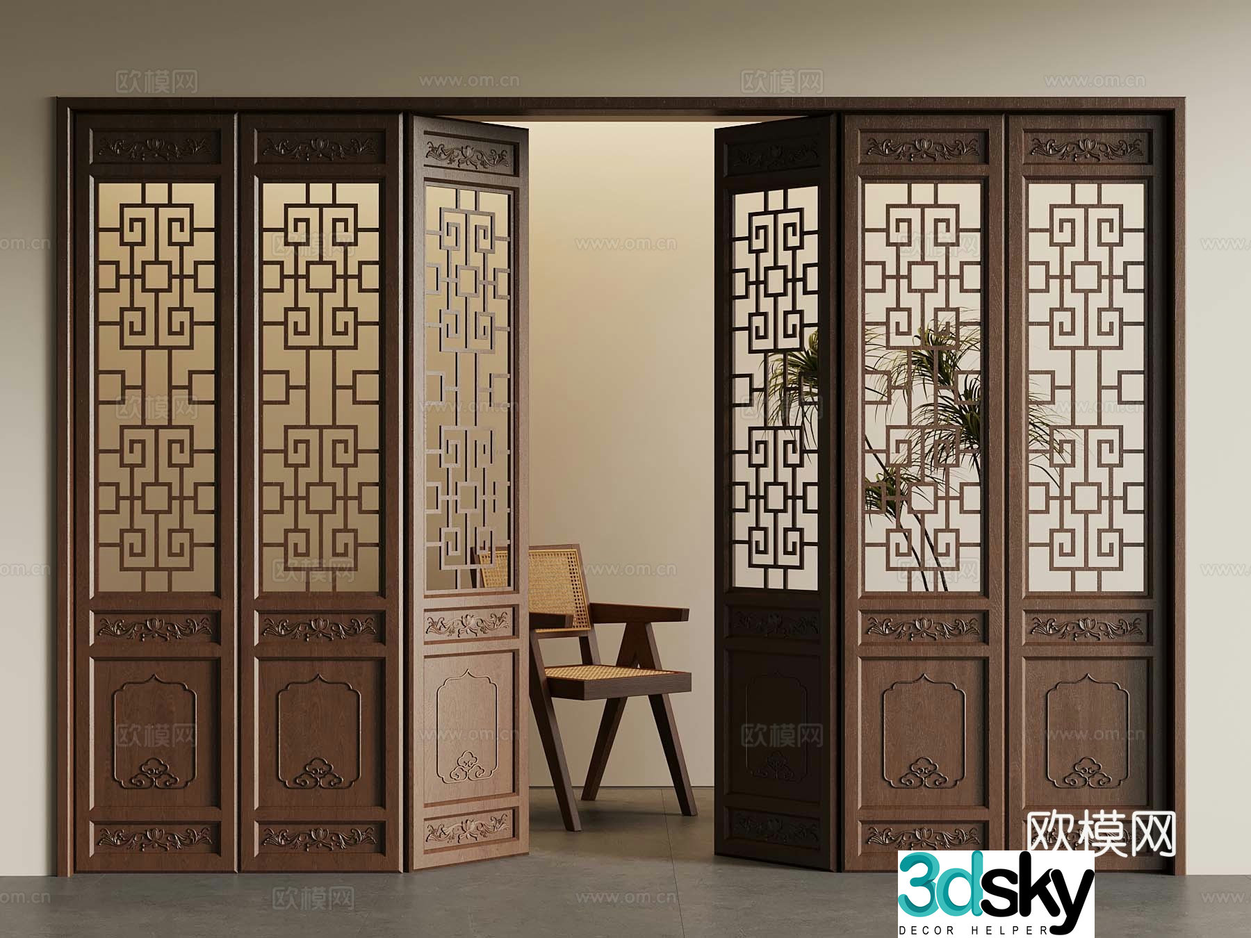New Chinese folding door 3D model