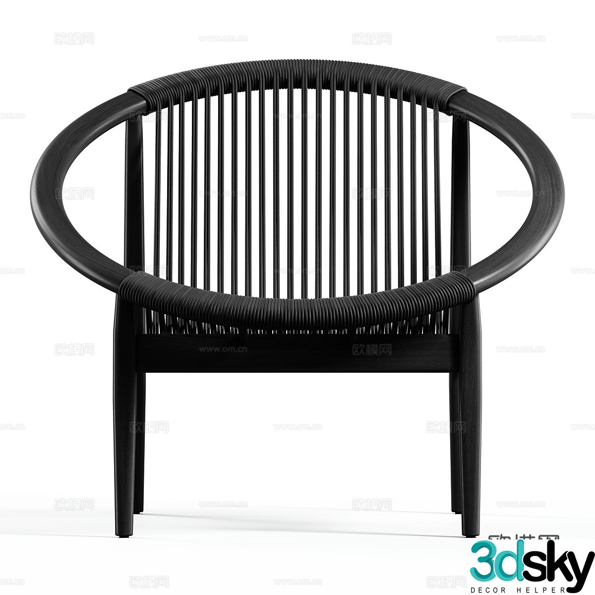 New Chinese style rattan leisure chair 3D model